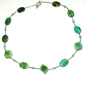 Green Peruvian Serpentine Natural Stone Necklace